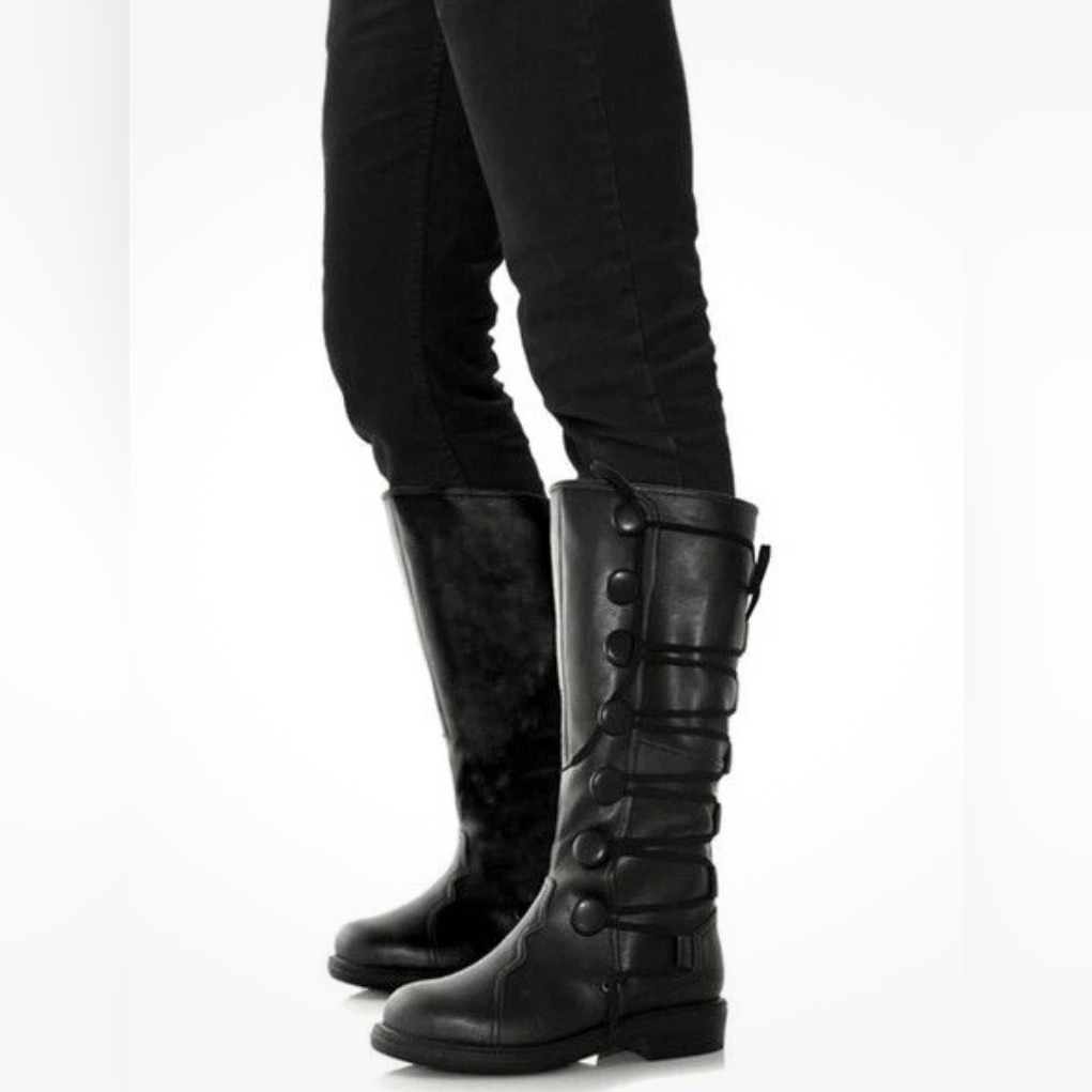 Nwot Black Grunge Renaissance Tall Lace Up Combat Boots Size 8/9